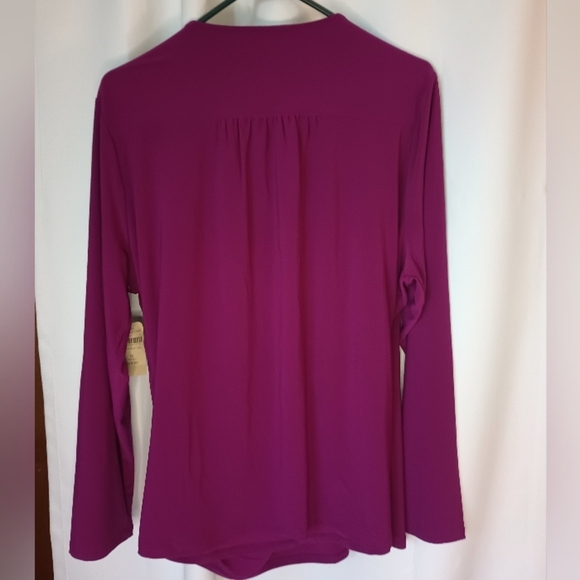 Coldwater Creek 1X Divine Duet Top Pink Slinky Faux Wrap Stretch Balletcore - Picture 2 of 12